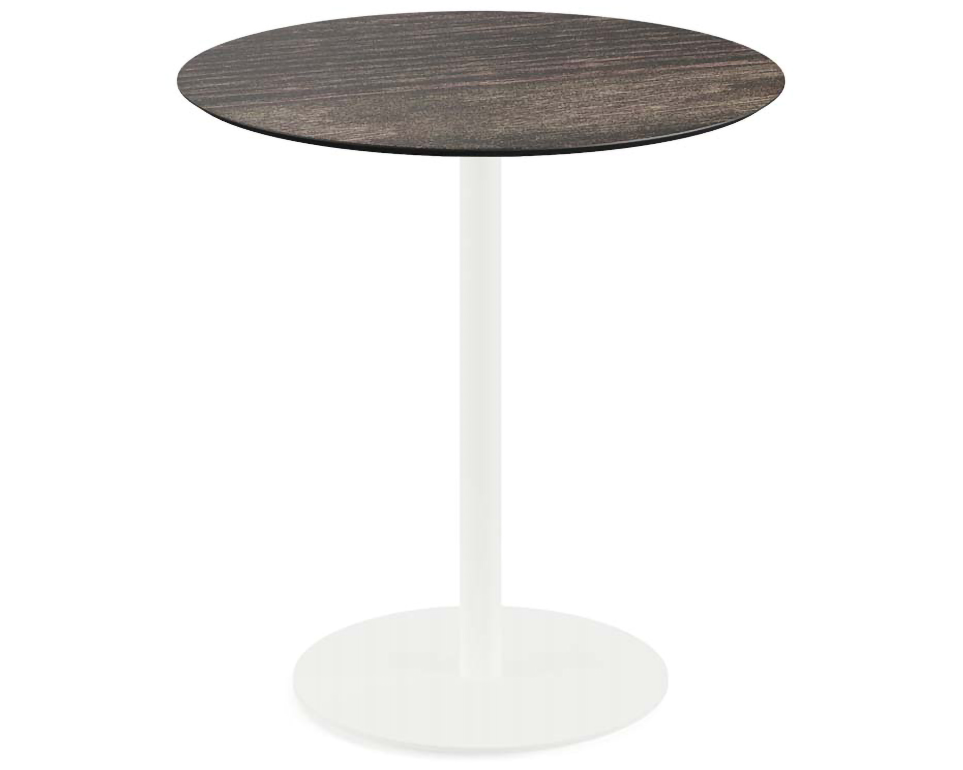 Urban terrastafel wit frame + Riverwashed Wood HPL tafelblad Ø70cm