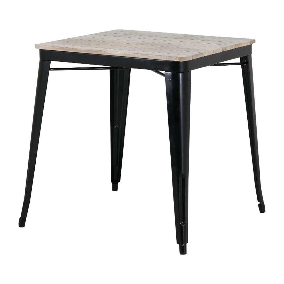 Bolero Bistro Esstisch Geschlitzte Mangoholzplatte Schwarzes Gestell 650mm