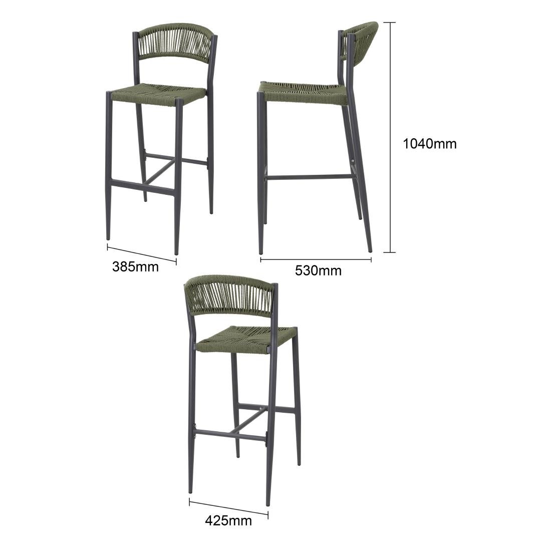 Bolero Eden PE gevlochten rattan outdoor barkrukken groen (2 stuks)