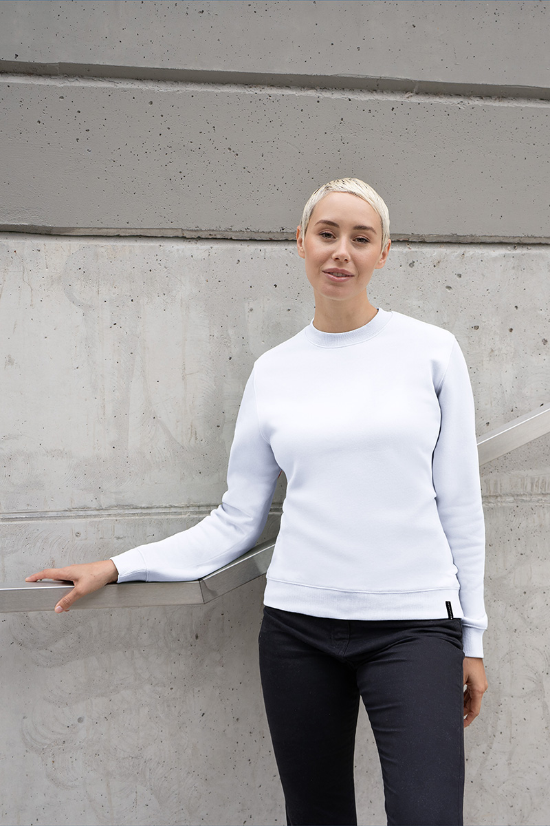 Damen Workwear Sweatshirt Soft-Face, aus nachhaltigem Material - Weiß - L
