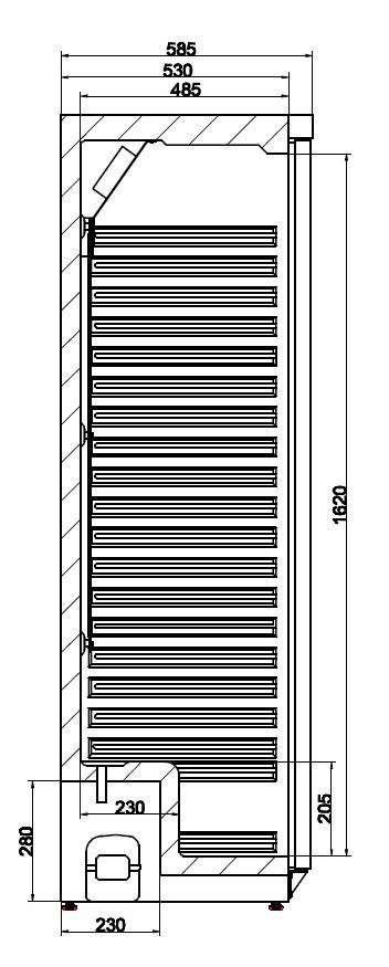 Edelstahl Kühlschrank - 350 Liter - 600x585x(h)1850mm