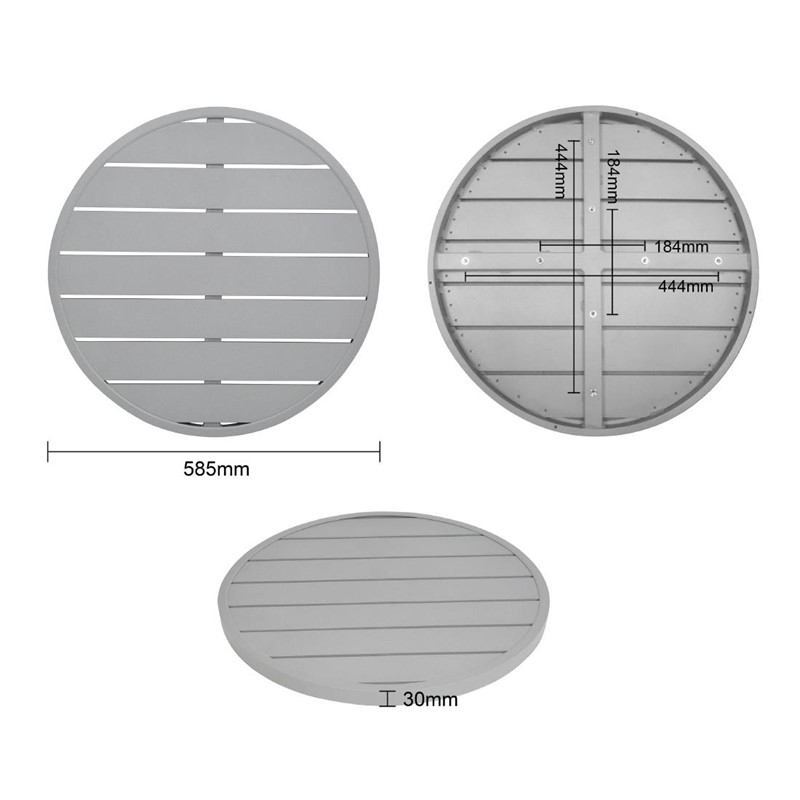 Bolero Rond Aluminium Tafelblad Lichtgrijs - 580mm