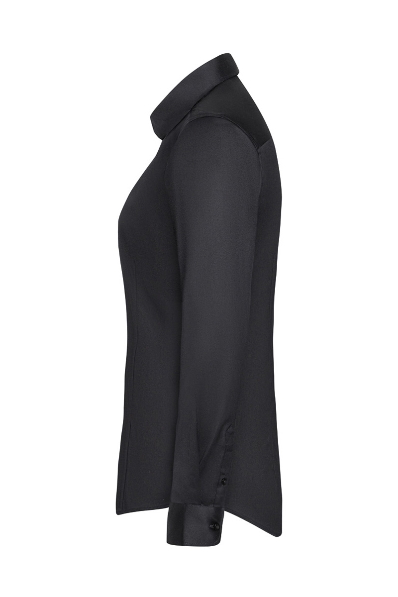 Langarm Damenbluse Active-Stretch in Slim-Fit - Schwarz - 2XL