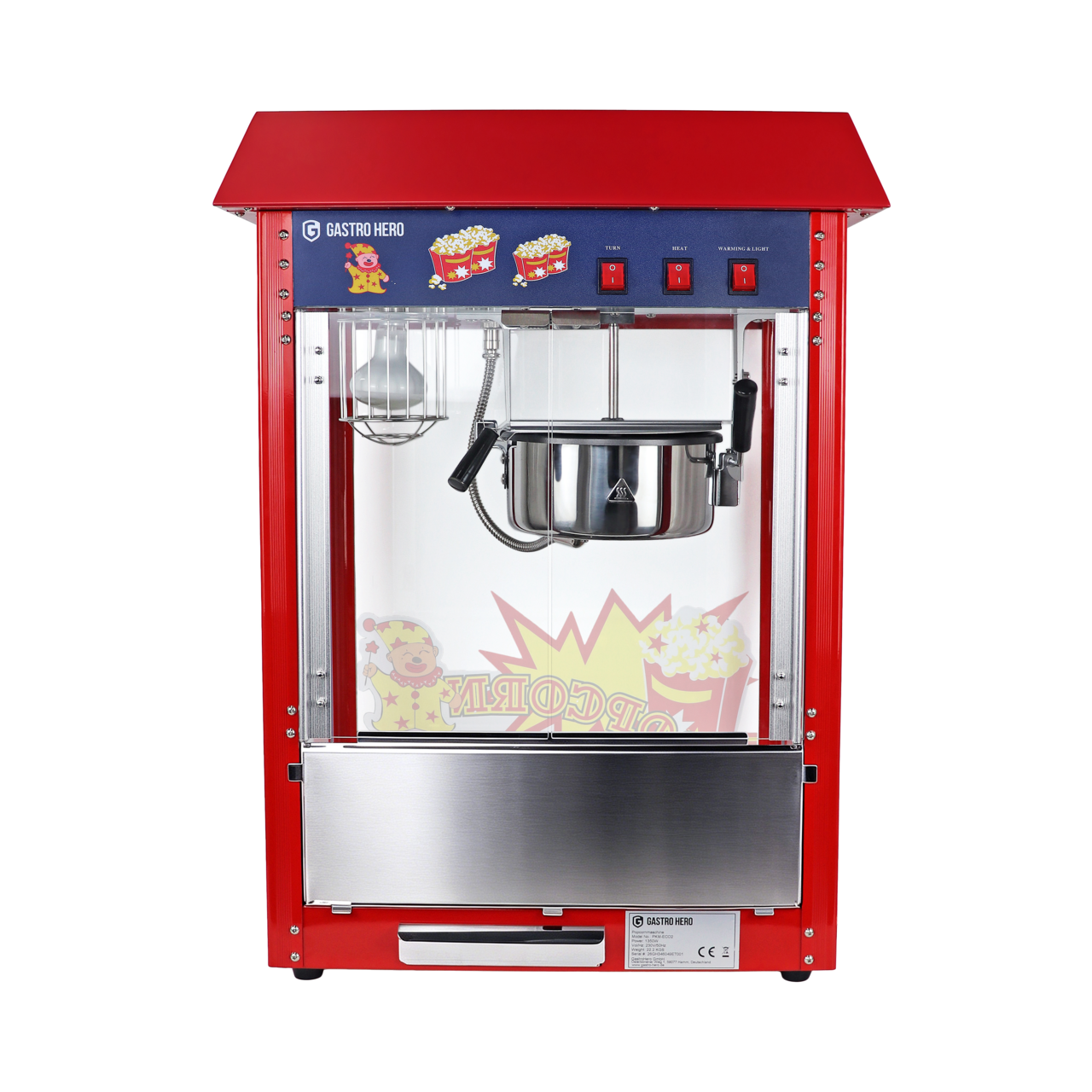 Popcornmachine ECO 5 kg/u met 1 ketel