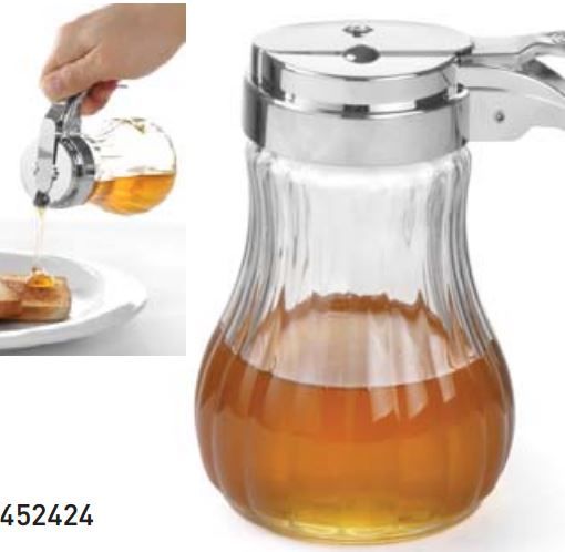 Honingdispenser Glas | 80x115mm | Verchroomde Kunststof Hevel | Ø80x(H)115mm