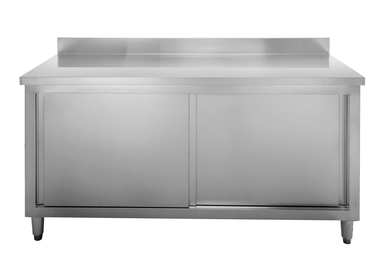Armoire de travail en inox Basic 200x70 avec dosseret 100 mm