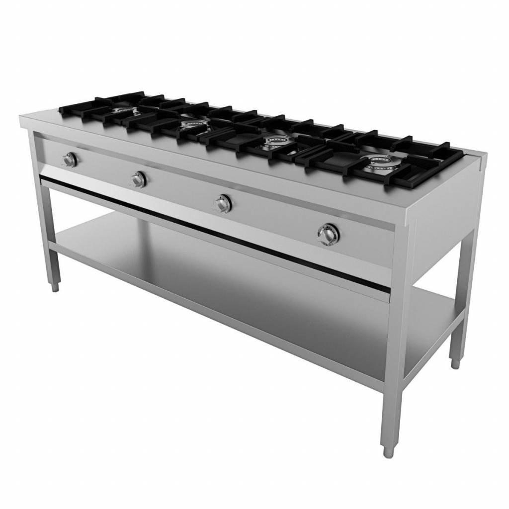 Cuisinière à Crêpes - 4 Brûleurs 6,5 kW - 1685x600x(H)800mm