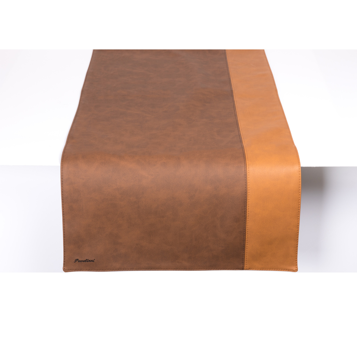 Leder Tischläufer | Streifen Havanna/Cognac | Doppelseitig | 450x1200mm | Erhältlich in 10 Farben