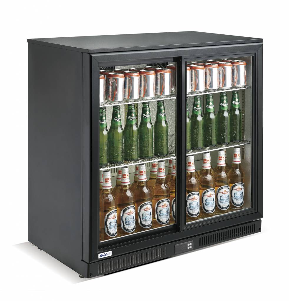 Réfrigérateur de Bar | Portes en Verre Coulissantes | 228 Litres | Verre Trempé | 900x500x(H)900mm