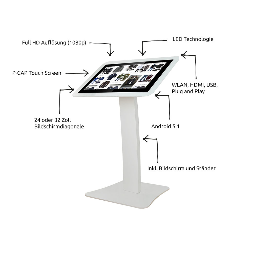 Digitale Informatie Terminal Met Touchscreen  | Full HD-resolutie | 32 inch 878x(H)1420mm