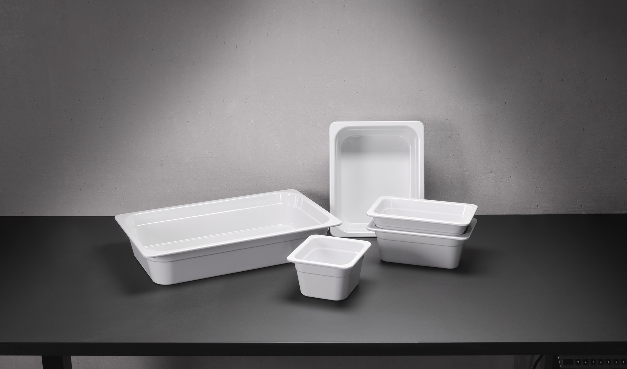 Récipient GN 65 blanc 1/2-100 mm, blanc, mélamine