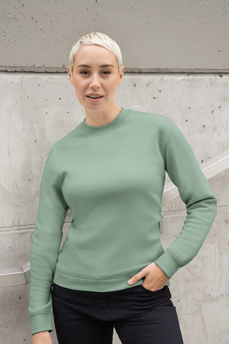 Damen Workwear Sweatshirt Soft-Face, aus nachhaltigem Material - Pistaziengrün - L