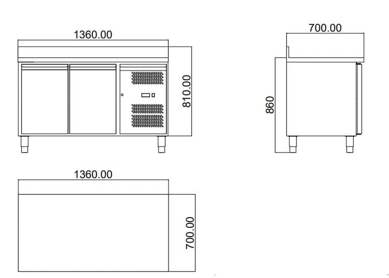 Vrieswerkbank ECO 2/0 met opstaande rand - GN 1/1