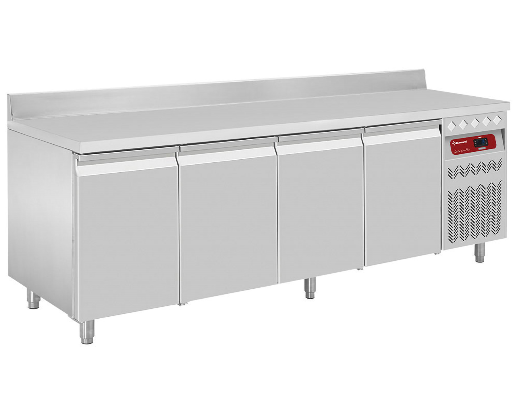 Etabli réfrigéré 4 portes 1/1 GN - Avec rebord anti-éclaboussures