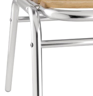 Stoel Stapelbaar Aluminium met Essen houten zitvlak en rug - Prijs per 4 stuks