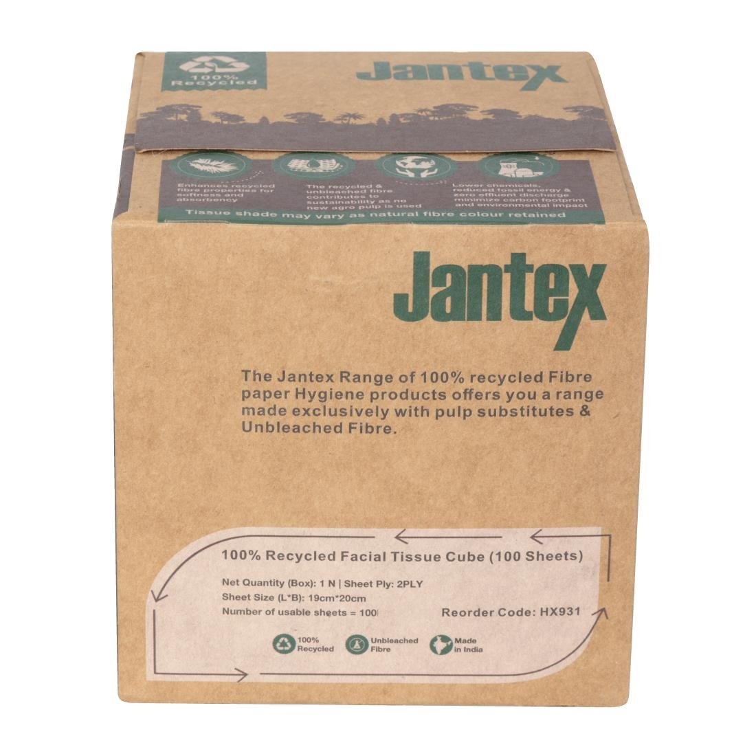 Jantex Groen 100% Gerecyclede Gezichtsdoekjes Kubus 100 Vel (36 Pak) Jantex Groen 100% Gerecyclede Gezichtsdoekjes Kubus 100 Vel (36 Pak)