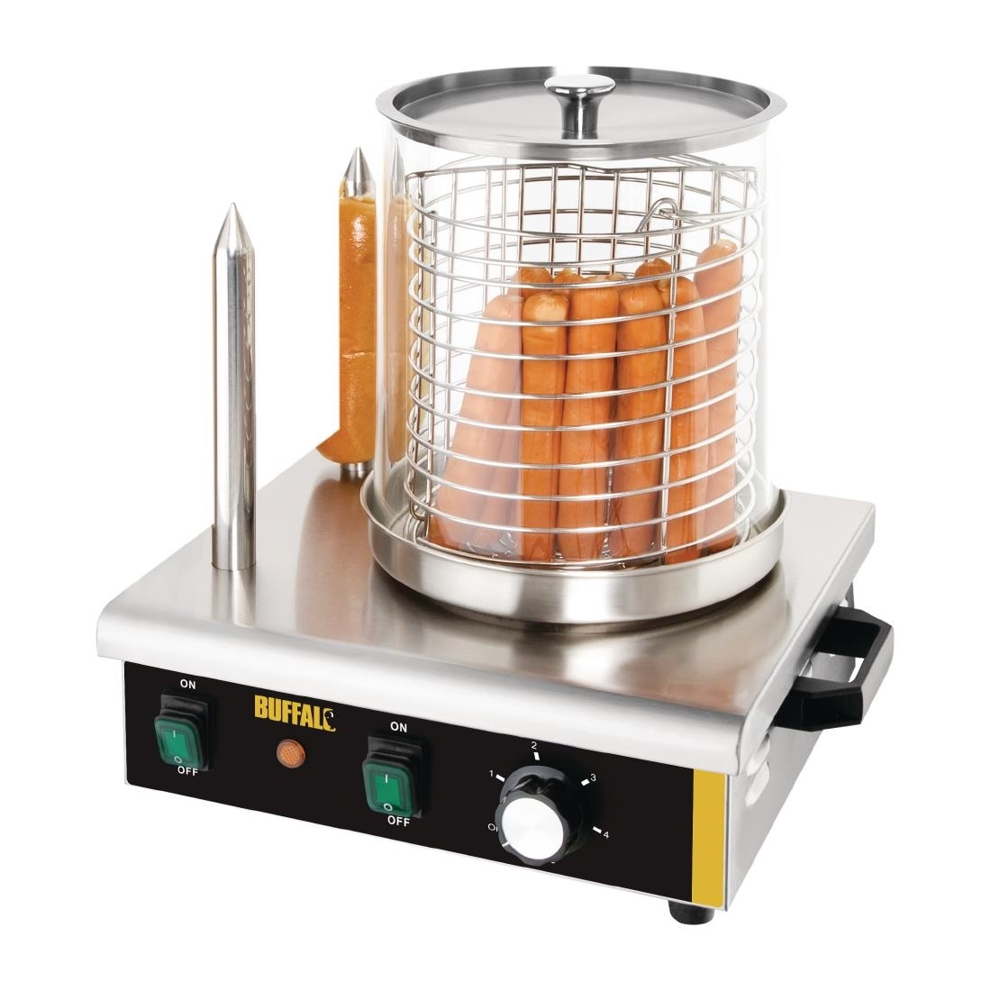 Hotdogwarmer met 2 warmhoudpennen | 550W/230V | 41x34x37(H)cm