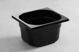 Gastronormbak 1/6 - 100 mm - zwart polycarbonaat