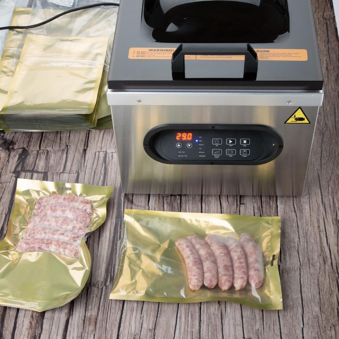 Sacs sous vide lisses dorés Vogue 250x350mm (lot de 100)