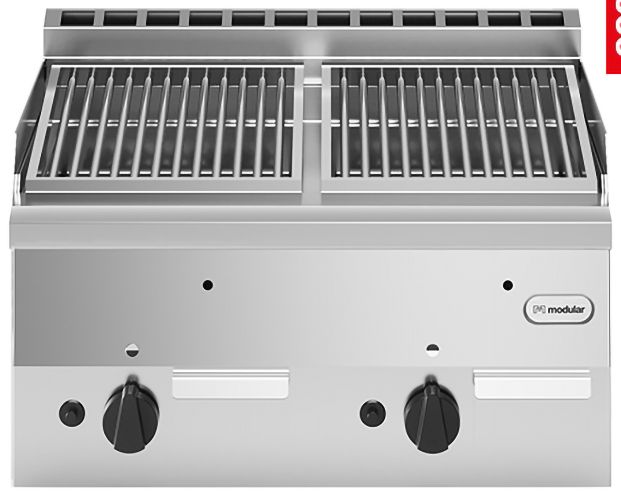 Grill en pierre de lave Modulaire - Grill de bar - Gaz naturel - 60x60cm