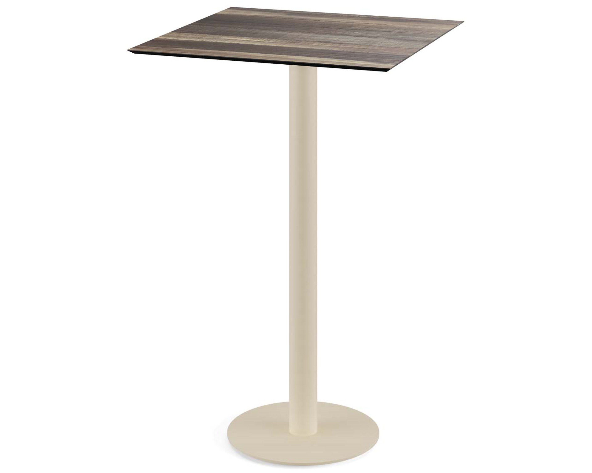 Table de bar Urban piètement sable + plateau HPL Bois Tropical 70x70cm