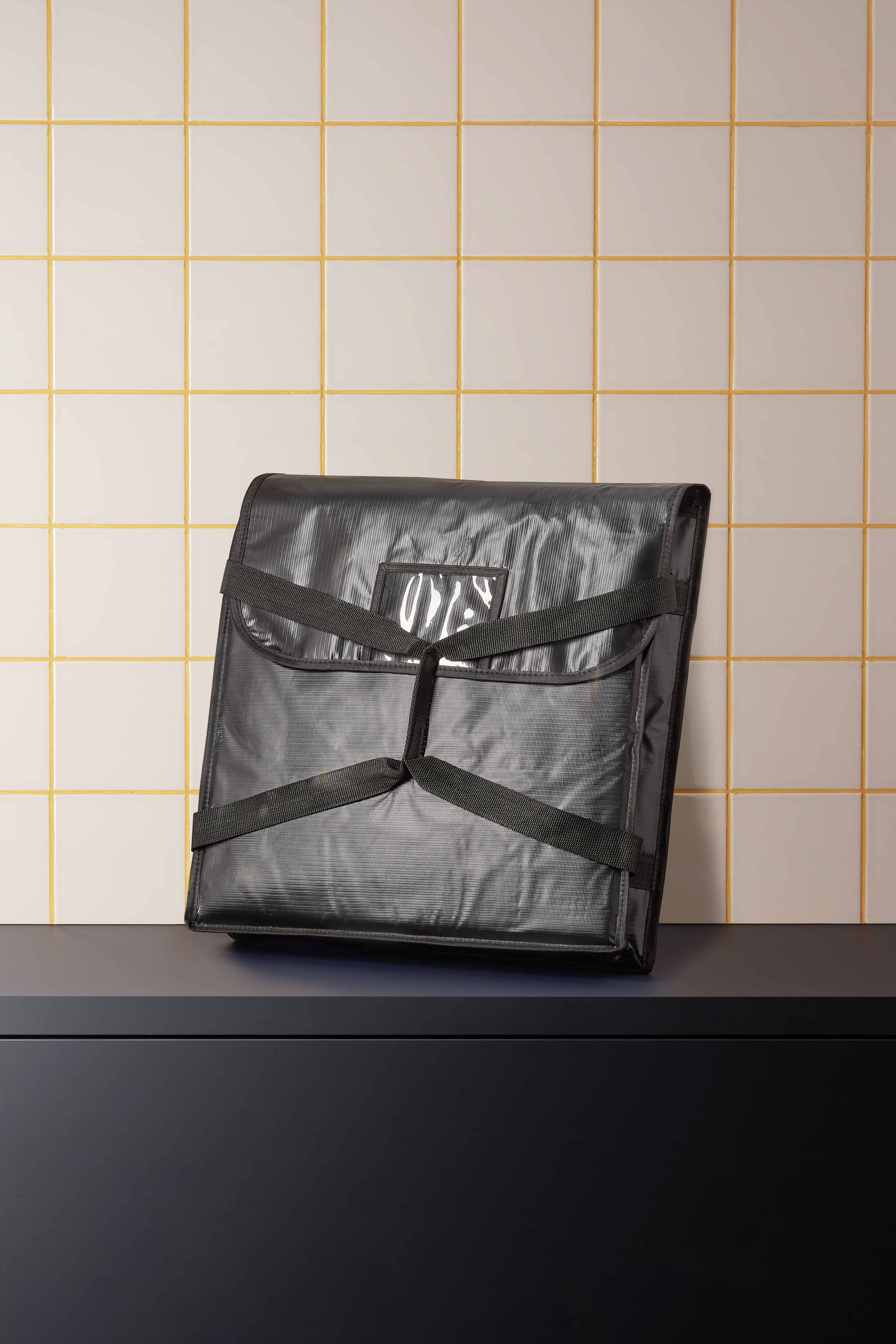 Sac isotherme, pour 2 pizzas, 51 x 51 x 11 cm, noir, plastique, aluminium