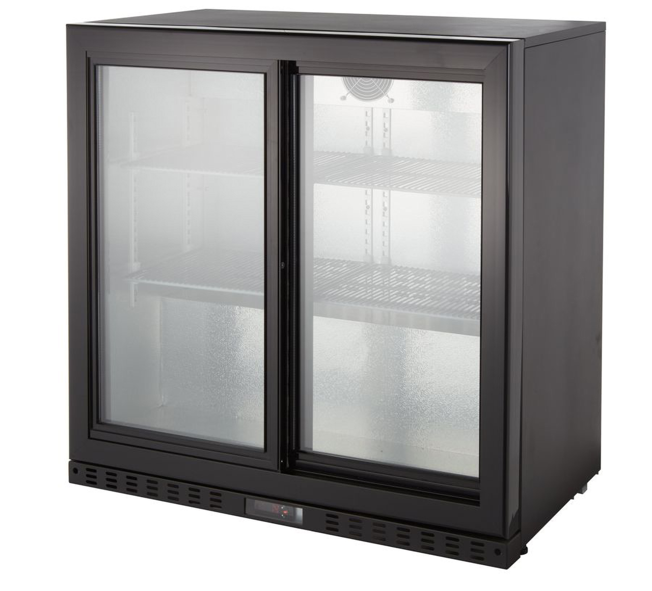 Armoire à boissons ECO 230 noire avec portes coulissantes, éclairage LED, encastrable sous plan de travail
