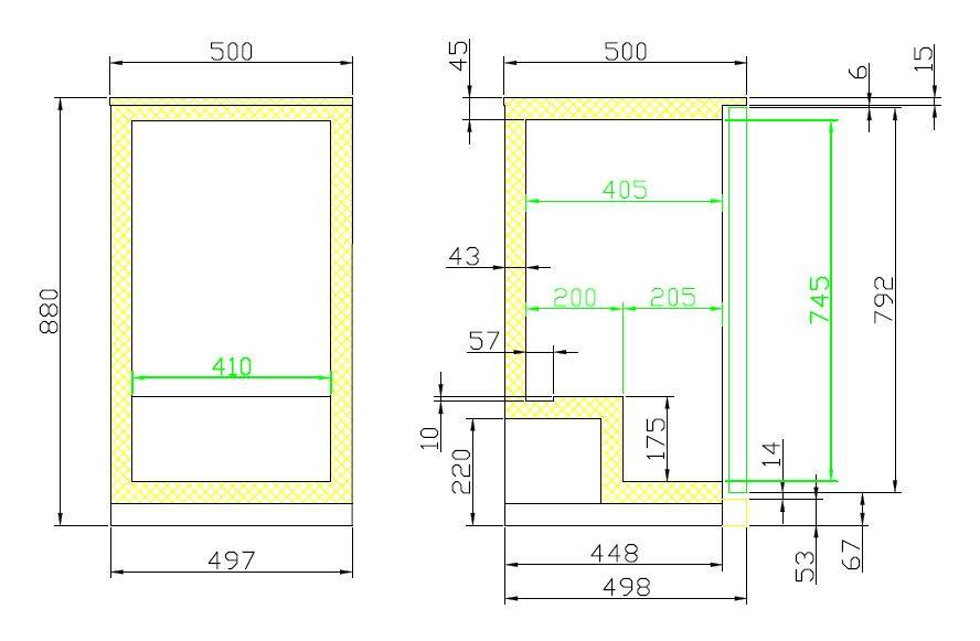 Barkühlschrank | Glastür | 98 Liter  500x500x(h)900mm | LED