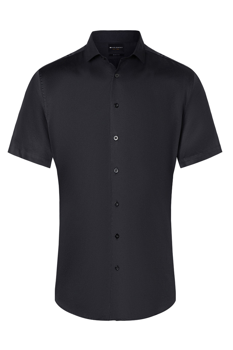 Kurzarm Herrenhemd Active-Stretch in Slim-Fit - Schwarz - 2XL