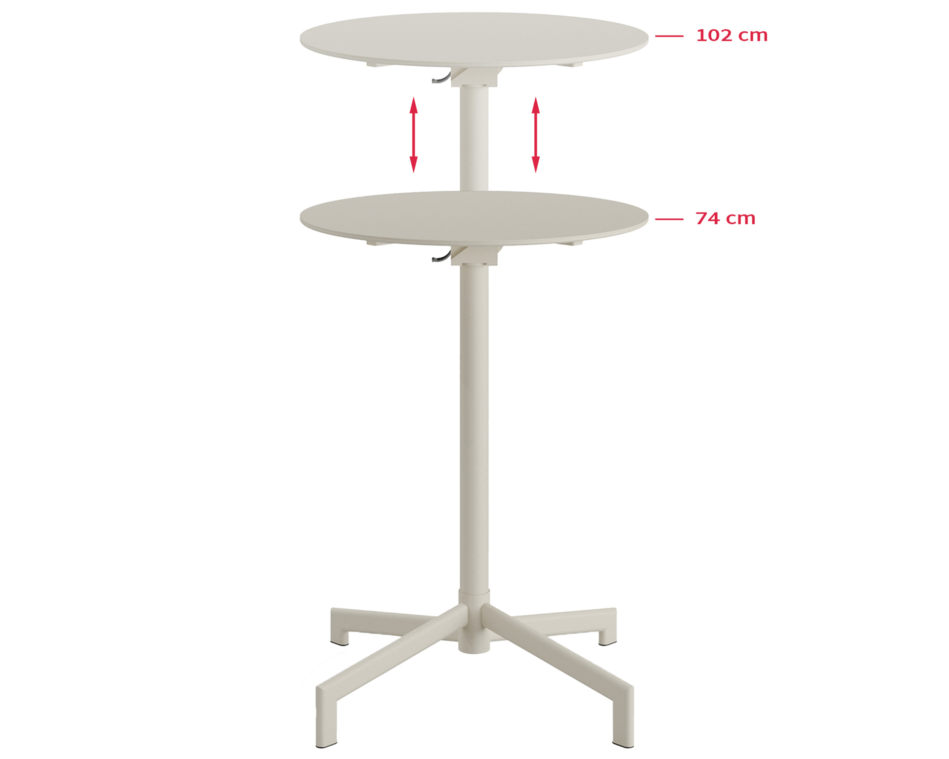 Versa Terassen-/Stehtisch - Einstellbar in 2 Höhen - Beige