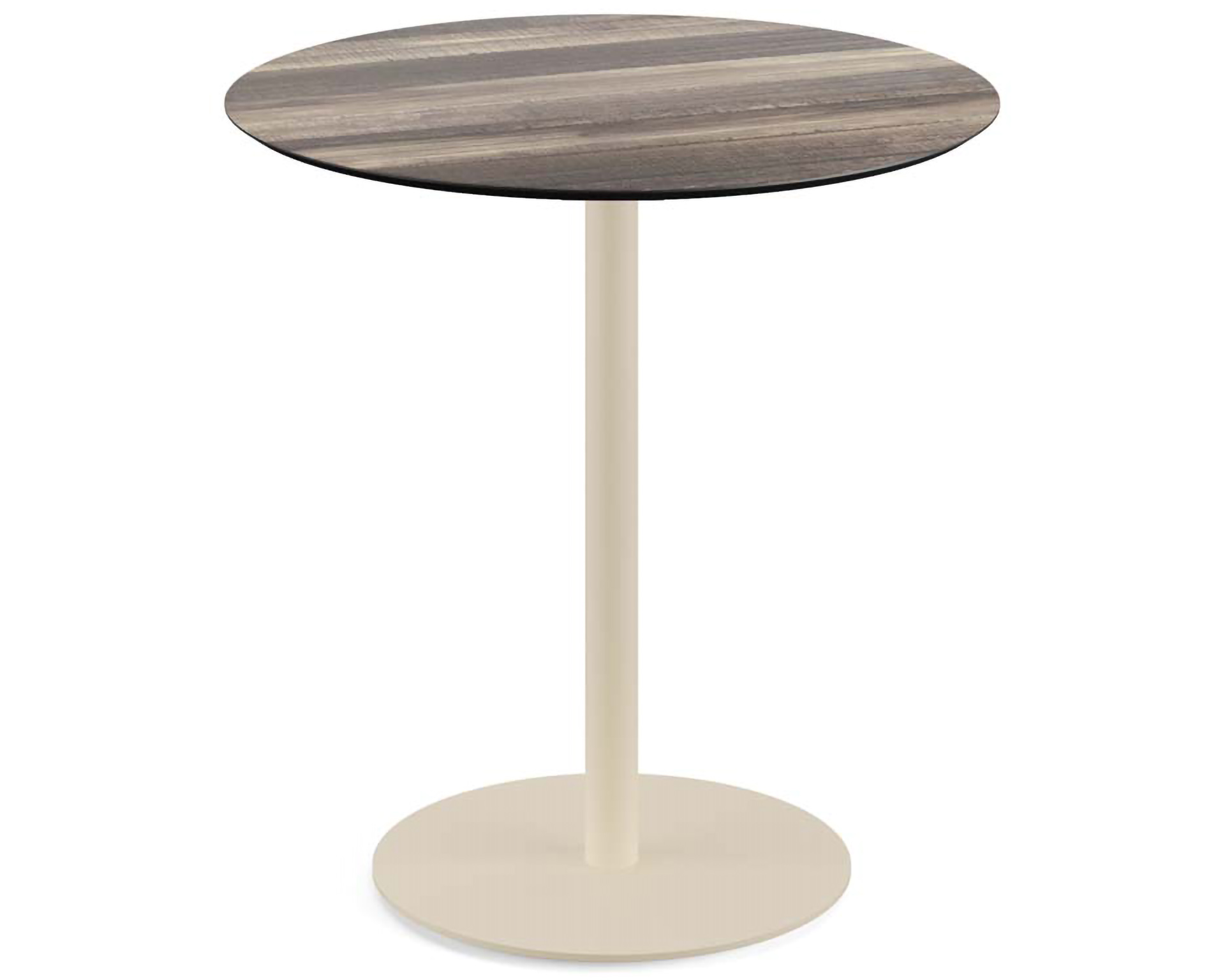 Urban terrastafel zand frame + Tropical Wood HPL tafelblad Ø70cm