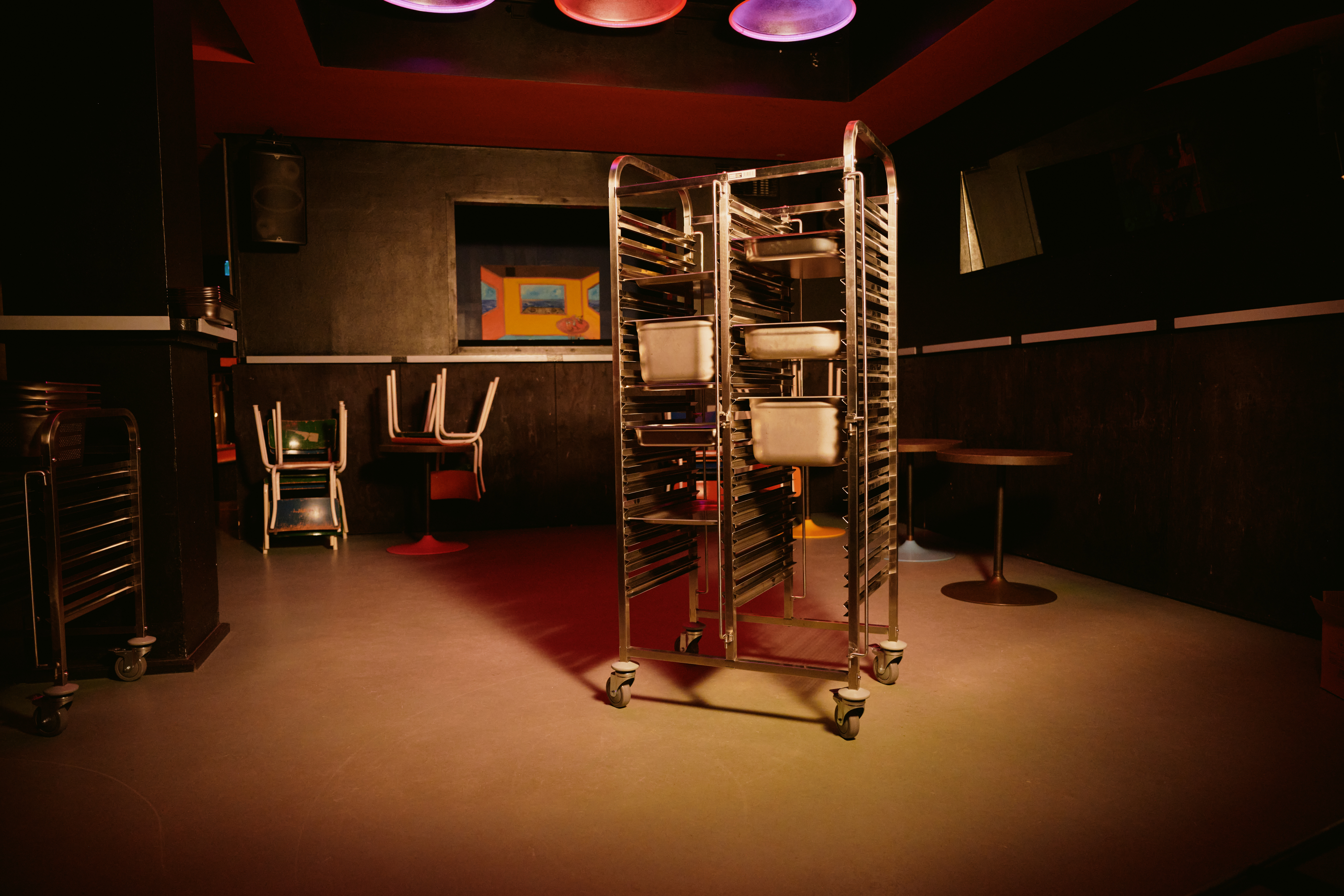 Rekwagen CANTINA GN 1/1 voor 30 bakken/60 schalen, 55 x 74 x 171 cm, roestvrij staal