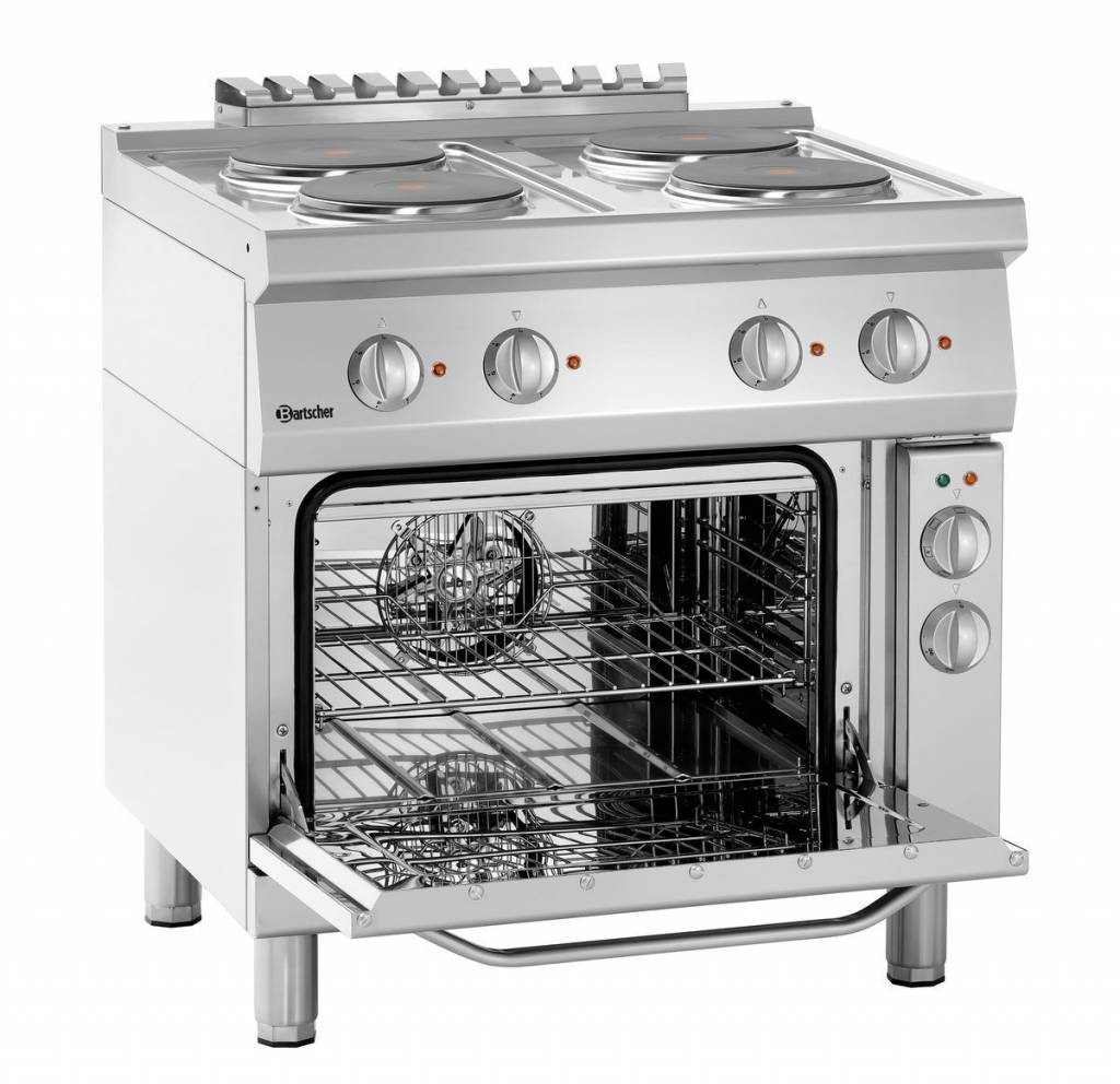 Elektrisch fornuis 700 serie | elektrische oven | 4 kookplaten rond| 800x700x(h)850-900mm