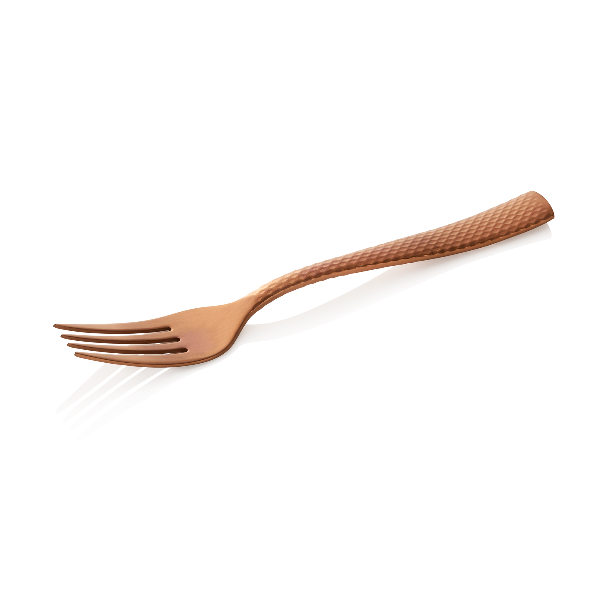 Fourchette de service ONYX BLUSH, 20,5 cm, surface structurée, revêtement PVD en or rosé, ensemble de 12 pièces, acier inoxydable 18/10