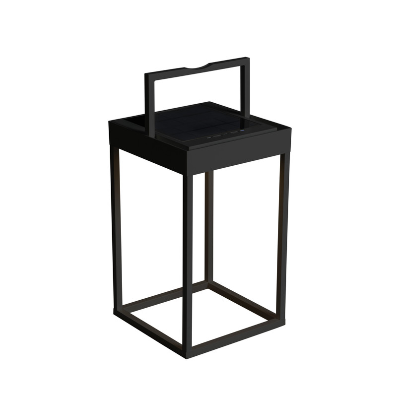 Portofino noir mat - Lampe de patio hybride - 30x18,5cm