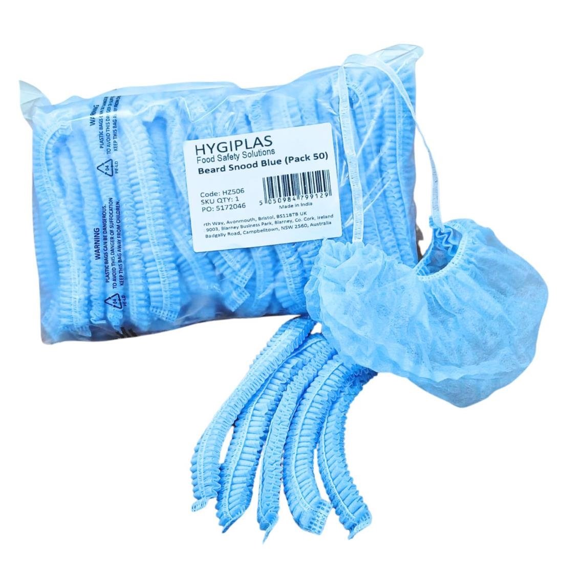 Couvre-barbes Hygiplas bleus (lot de 50)
