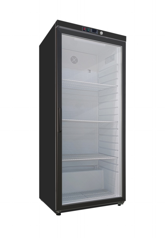 Gastro-Inox Schwarzstahl-Kühlwerkbank 600 Liter mit Glastür statisch gekühlt mit Ventilator