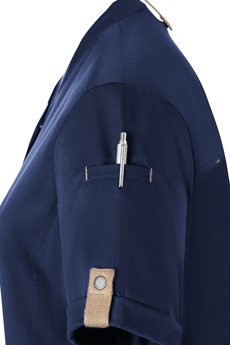 Veste de cuisine pour femme á manches courtes Green-Generation, en matériau durable, - Bleu Acier - 34