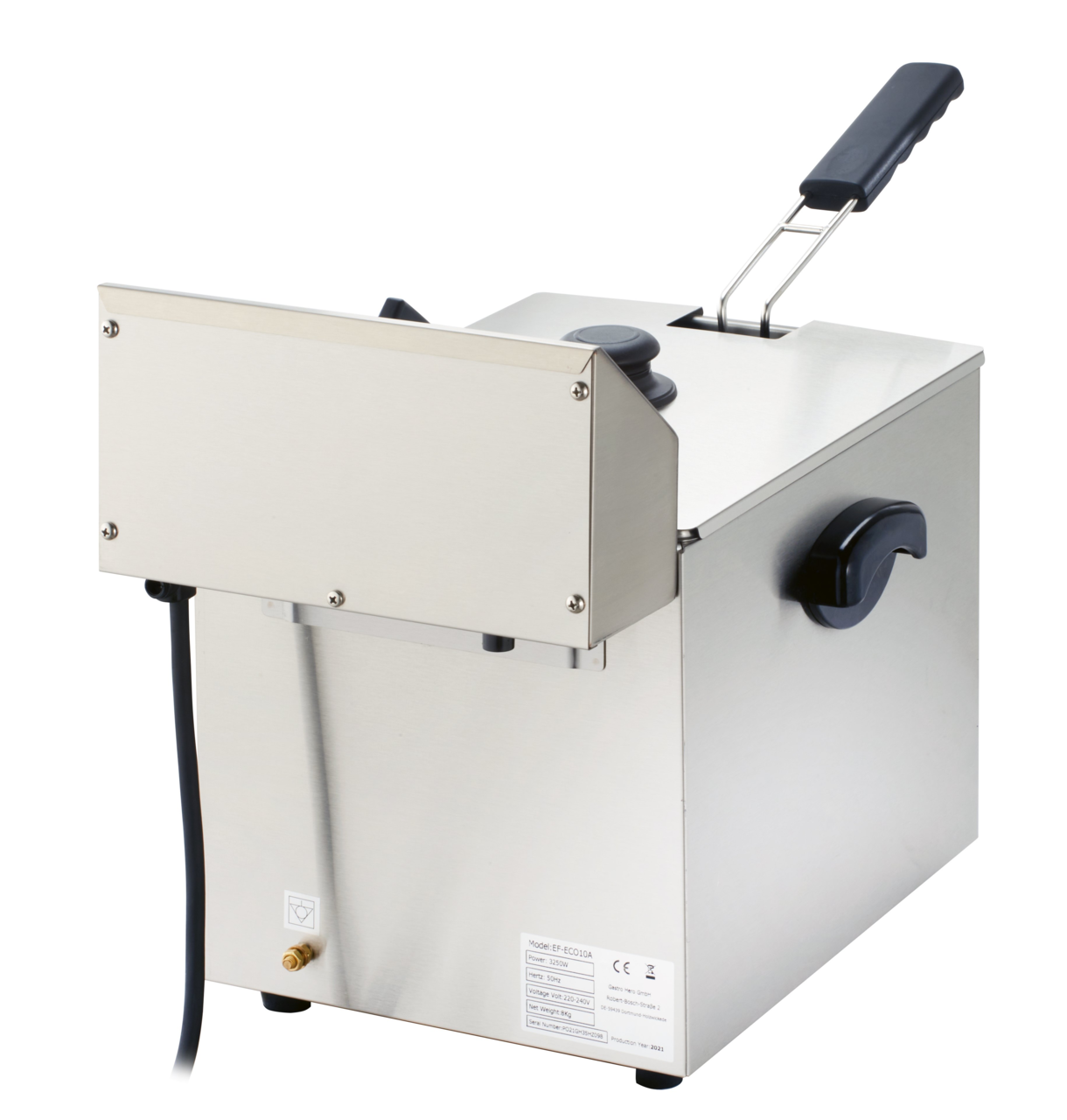 Elektrische friteuse ECO 10 liter met aftapkraan