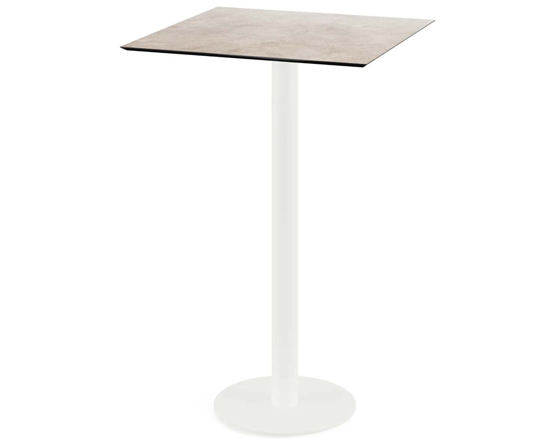 Urban Stehtisch weißer Sockel + Moonstone HPL Tischplatte 70x70cm