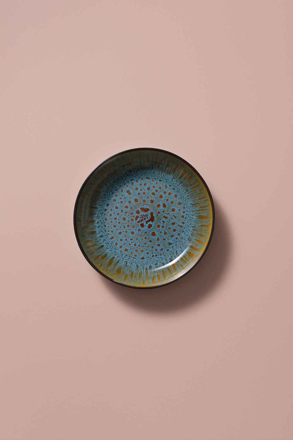 Bord diep Lotus 21 cm Turquoise Zwart Stoneware
