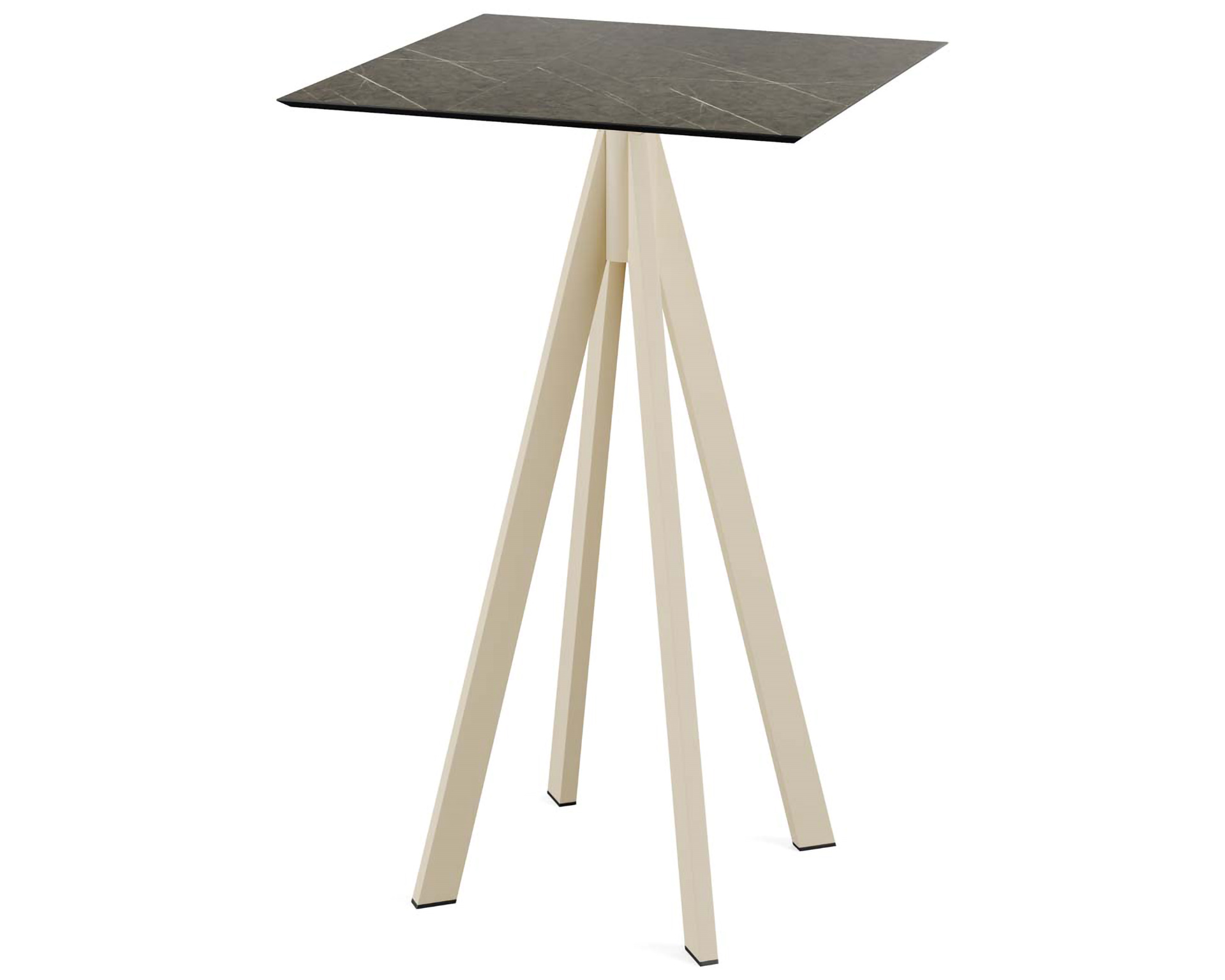 Table de bar Infinity piètement sable + plateau HPL Marbre Minuit 70x70cm