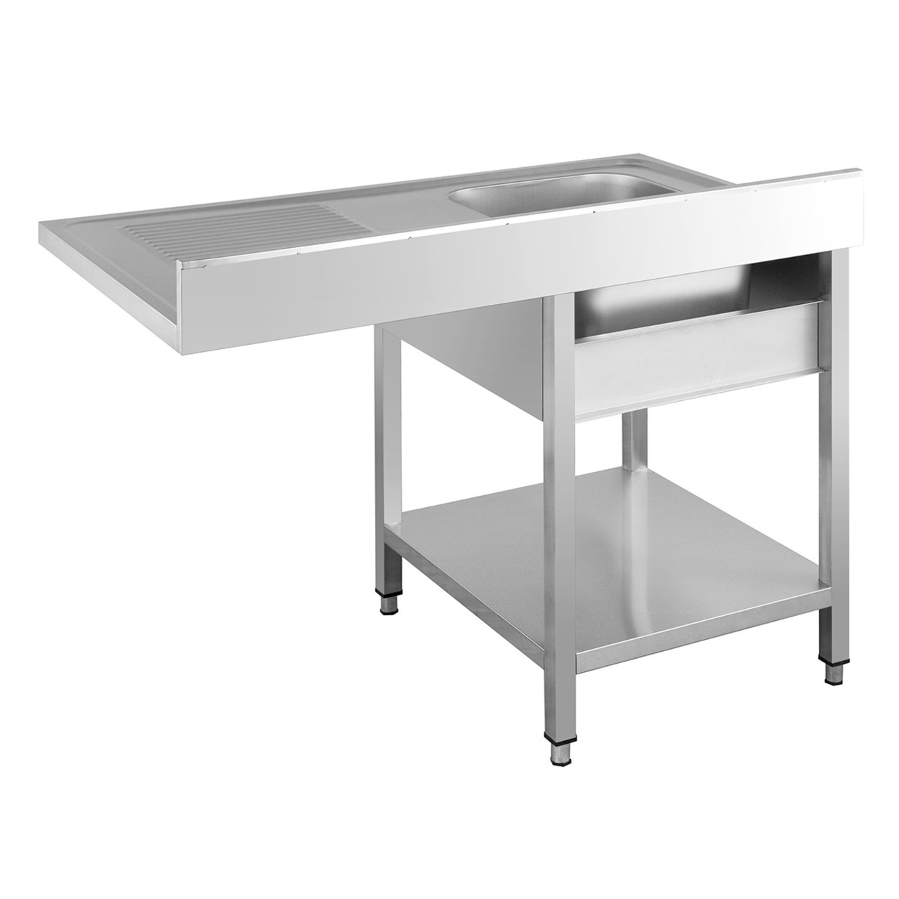 Centre de plonge Basic 12x6 avec 1 cuve à gauche, dosseret et étagère inférieure