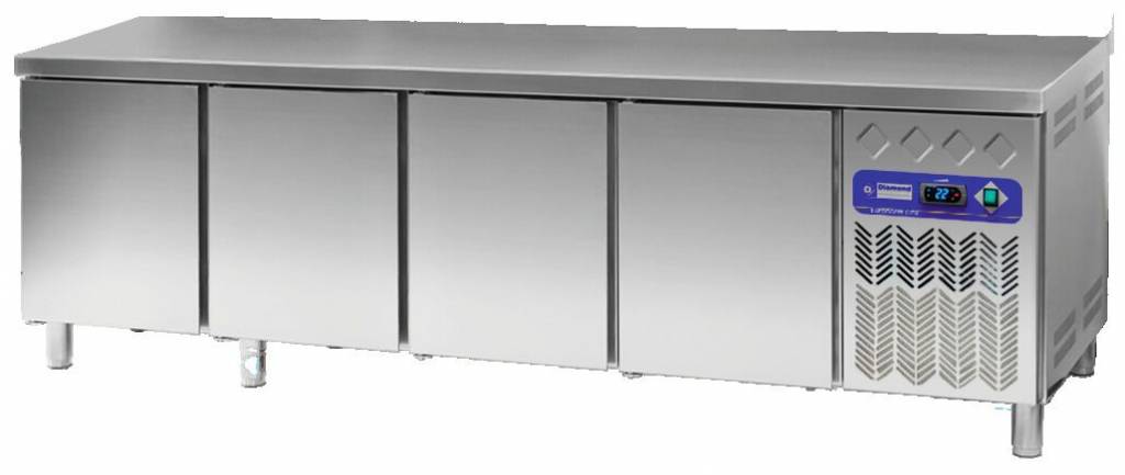 Table Frigorifique Ventilée | INOX | 4 Portes EN | 600x400 | 760 Litres | 2542x800x880/900(h)mm