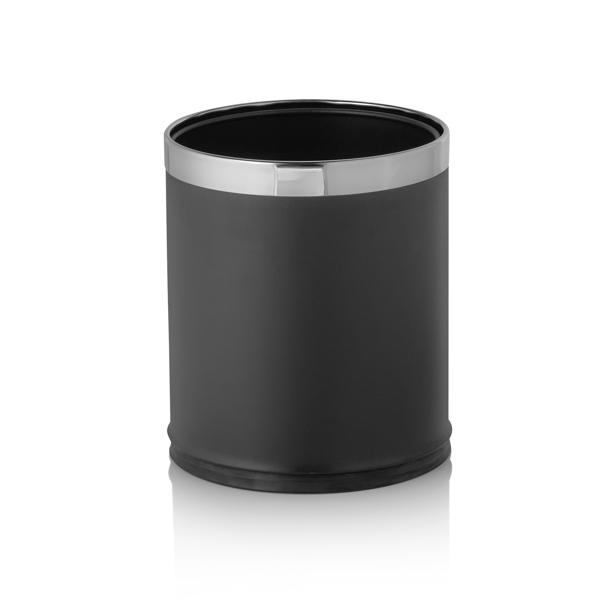 Prullenbak, dubbelwandig, Ø 22 cm, Hoogte 26 cm, zwart, chroom-nikkelstaal