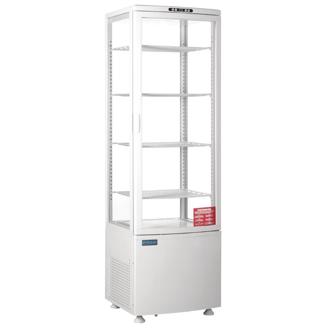 Polar C-Serie Energieeffizienter Kühlschrank mit gebogener Tür Weiß 235Ltr