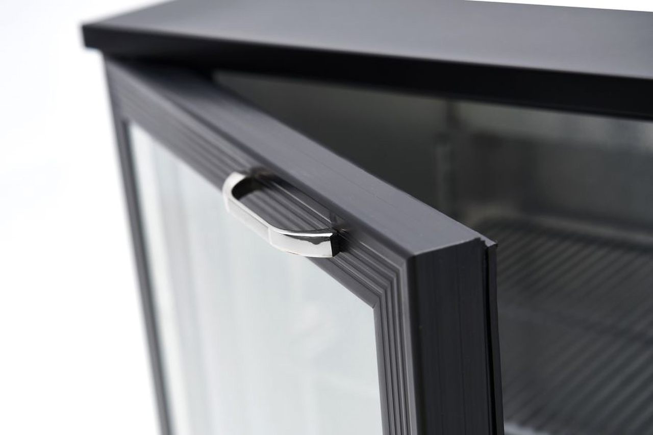 Armoire à boissons ECO 230 noire avec portes battantes, éclairage LED, encastrable sous plan de travail