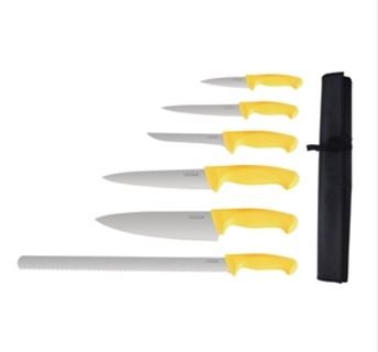 6-Teiliges Gelbes Messerset mit Tasche