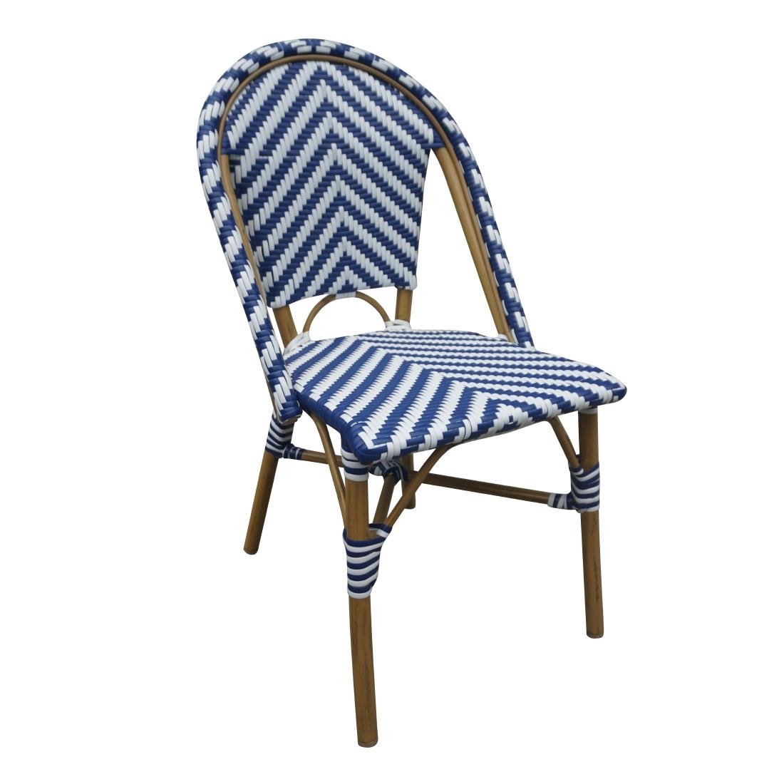 Bolero Rattan Beistellstuhl im Pariser Stil Blau (2 Stück)