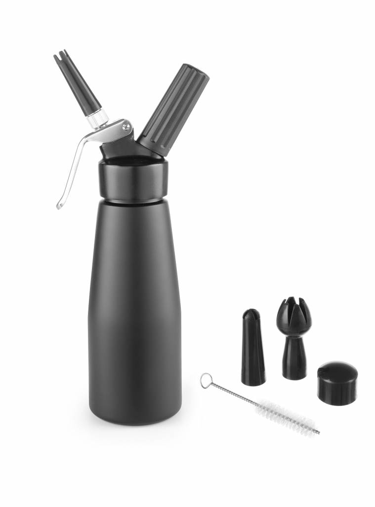 Slagroomapparaat 0.5 Liter | Zwart Aluminium | Kitchen Line | ø80x(H)260mm
